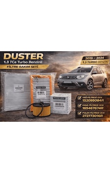 Dacia Duster 1.3 Tce Turbo Benzinli Filtre Bakım Seti Yağ Hava Polen Filtresi 2019 2024 Mais Motorx Dacia Duster 1.3 Tce Turbo Benzinli Filtre Bakım Seti Yağ Hava Polen Filtresi 2019 2024 Mais Motorx