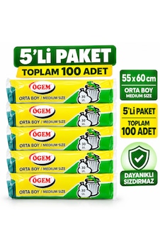 Orta Boy Çöp Poşeti 20'li 5 Adet Orta Boy Çöp Poşeti 20'li 5 Adet