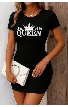 Cojans Kadın Kısa Kollu Queen Baskı Iki Iplik Mini Elbise Göründüğü Gibi Cojans Kadın Kısa Kollu Queen Baskı Iki Iplik Mini Elbise Göründüğü Gibi