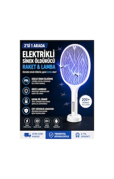 2'si 1 Arada Şarjlı Elektrikli Sinek Öldürücü Raket Ve Sivrisinek Lambası 3000v Usb Şarjlı Gece Lambalı