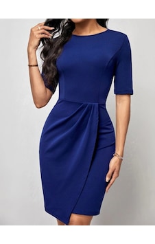 Veraura Lifestyle Kadın Kısa Kollu Bisiklet Yaka Önden Büzgülü Mini Ithal Krep Elbise Saks Mavi Veraura Lifestyle Kadın Kısa Kollu Bisiklet Yaka Önden Büzgülü Mini Ithal Krep Elbise Saks Mavi