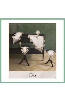 Bşkvirgo Eva Model Krem-krem 5 Parça Keten Dantelli Salon Takımı Runner Seti Bsk2026