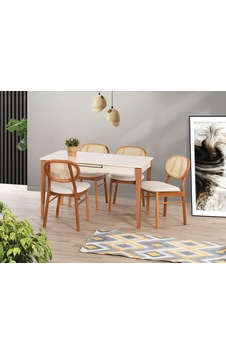 Uyar Beyaz Ahşap Ayak 4 Adet Milenyum Sandalye 160+30 Paris Açıl