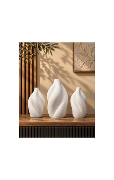 Yeni 3 Lü Vazo Seti 19-15-15 Cm Büyük Ve Ortanca Set Beyaz Beyaz Yeni 3 Lü Vazo Seti 19-15-15 Cm Büyük Ve Ortanca Set Beyaz Beyaz