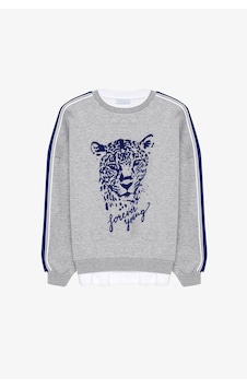 Quzu 26kswt01335 Baskı Detaylı Kadın Sweatshirt Gri Melanj Quzu 26kswt01335 Baskı Detaylı Kadın Sweatshirt Gri Melanj
