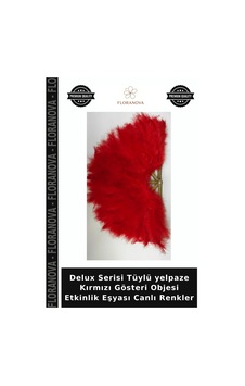 Delux Serisi Tüylü Yelpaze Kırmızı Gösteri Objesi Etkinlik Eşyası Canlı Renkler Delux Serisi Tüylü Yelpaze Kırmızı Gösteri Objesi Etkinlik Eşyası Canlı Renkler
