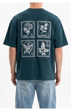 Respire Erkek Nakışlı Oversize T-shirt Zümrüt Yeşil