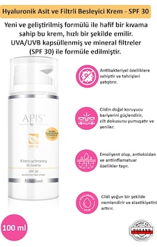 Apis Natural Hyaluronik Asit İçerikli Koruyucu Güneş Kremi SPF30 100 ML Apis Natural Hyaluronik Asit İçerikli Koruyucu Güneş Kremi SPF30 100 ML