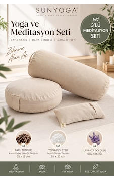 3 Lü Yoga Meditasyon Seti Karabuğday Dolgulu Zafu Minder, Bolster Ve Lavantalı Göz Yastığı Ekru 3 Lü Yoga Meditasyon Seti Karabuğday Dolgulu Zafu Minder, Bolster Ve Lavantalı Göz Yastığı Ekru