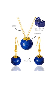Sertifikalı Gold Küre Orijinal Lapis Lazuli Taşı Kolye Ve Küpe Se Çok Renkli Sertifikalı Gold Küre Orijinal Lapis Lazuli Taşı Kolye Ve Küpe Se Çok Renkli