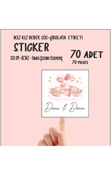 İkiz Kız Bebek Çikolata Ve Süs Etiketi 70 Adet Yapışkanlı İkiz Kız Bebek Çikolata Ve Süs Etiketi 70 Adet Yapışkanlı
