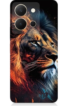 Vivo Y36 Uyumlu Siyah Fon Aslan Desenli Silikon Kılıf Vivo Y36 Uyumlu Siyah Fon Aslan Desenli Silikon Kılıf