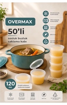 50 Adet 120 Ml Sızdırmaz Kapaklı Saklama Kabı Mini Saklama Kabı, Buzluk Kabı, Sosluk, Et & Kemik Suyu Kabı 50 Adet - 865787108 50 Adet