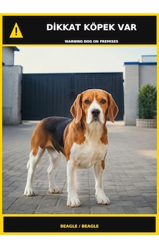 Dikkat Köpek Var Beagle Görselli Pvc Uyarı Levhası 50x70cm Dikkat Köpek Var Beagle Görselli Pvc Uyarı Levhası 50x70cm