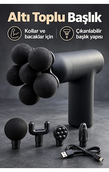 Masaj Tabancası 5 Değiştirilebilir Başlıklı Şarjlı Siyah Masaj Aleti Masaj Tabancası 5 Değiştirilebilir Başlıklı Şarjlı Siyah Masaj Aleti