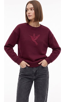 Fabrika Bordo Kadın Bisiklet Yaka Loose Fit Nakışlı Sweatshirt F6wl-swt0087 Fabrika Bordo Kadın Bisiklet Yaka Loose Fit Nakışlı Sweatshirt F6wl-swt0087
