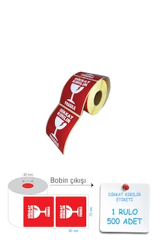 Dikkat Kırılır Etiketi 70x80 1 Rulo 500 Sarım Dikkat Kırılır Etiketi 70x80 1 Rulo 500 Sarım