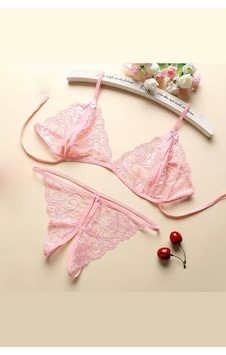 Ang Butik Kadın Pembe Dantelli Sütyen Külot Takımı Ang Butik Kadın Pembe Dantelli Sütyen Külot Takımı