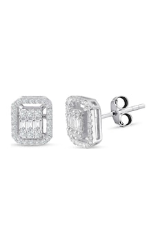 Modern Tasarım 0.30 Ct Baget Kare Tektaş  Küpe