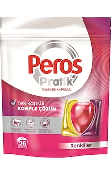 Peros Pratik Çamaşır Deterjanı Kapsülü 26 Adet Renkliler Peros Pratik Çamaşır Deterjanı Kapsülü 26 Adet Renkliler
