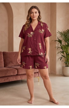 Laperissa Curve Bordo Desenli Gömlek Yaka Dokuma Pijama Takımı Laperissa Curve Bordo Desenli Gömlek Yaka Dokuma Pijama Takımı
