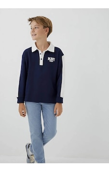 Mavi Logo Baskılı Polo Lacivert Erkek Çocuk Sweatshirt 6s10185-84371 Mavi Logo Baskılı Polo Lacivert Erkek Çocuk Sweatshirt 6s10185-84371