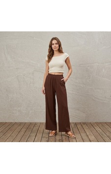 Ellovia Kahverengi Beli Lastikli Pantolon Ellovia Kahverengi Beli Lastikli Pantolon