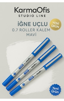 Studio Line İğne Uçlu 0.7 Roller Kalem Mavi - 3 Adet Studio Line İğne Uçlu 0.7 Roller Kalem Mavi - 3 Adet