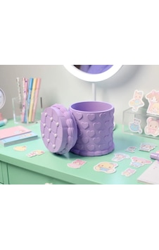 Alvera Kabartma Kalp Desenli Kapaklı Kalemlik 3d Baskı Masaüstü Organizer - Mor Alvera Kabartma Kalp Desenli Kapaklı Kalemlik 3d Baskı Masaüstü Organizer - Mor