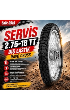 Servis 2.75-18 Tt Ravo Cross Motosiklet Dış Lastiği İç Lastik Gerektirir