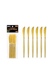 6 Parça Yemek Bıçağı Seti - Parlak Altın Renk - 21 Cm Diğer 6 Parça Yemek Bıçağı Seti - Parlak Altın Renk - 21 Cm Diğer