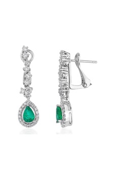 0.65 Karat Pırlantalı Damla Zümrüt Küpe Pe1793 Beyaz 0.65 Karat Pırlantalı Damla Zümrüt Küpe Pe1793 Beyaz