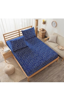 Tek Kişilik Ranforce Pamuk Kumaş Fitted Lastikli Çarşaf Seti 100x200 Lacivert