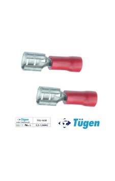 Tügen 0,5-1,5mm2 / 6,4x0,8 Yarım İzoleli Dişi Kablo Ucu 1 Kutu 200 Adet Tügen 0,5-1,5mm2 / 6,4x0,8 Yarım İzoleli Dişi Kablo Ucu 1 Kutu 200 Adet