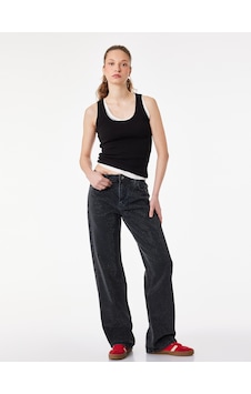 Koton Düz Paça Normal Bel Taş Detaylı Pamuklu Denim Pantolon - Straight Fit Jean Siyah 6sal40158md Siyah Koton Düz Paça Normal Bel Taş Detaylı Pamuklu Denim Pantolon - Straight Fit Jean Siyah 6sal40158md Siyah