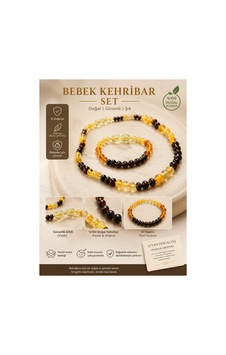 Bebek Kehribar Kolye Bileklik Seti Doğal Taşlı El Yapımı Özel Tasarım Ekru Ekru Bebek Kehribar Kolye Bileklik Seti Doğal Taşlı El Yapımı Özel Tasarım Ekru Ekru