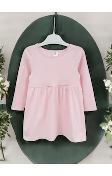 Mevsimlik Penye Uzun Kol Basic Kız Çocuk Elbise Pembe Mevsimlik Penye Uzun Kol Basic Kız Çocuk Elbise Pembe