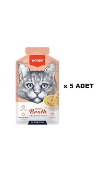 Somon & Ton Balığı Eti Çorbası 50 Gr X 5 Adet Kediler İçin Lezzetli Yaş Mama