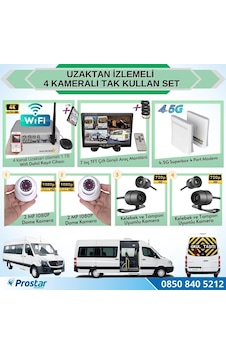 Uzaktan İzlemeli 4 Kameralı Wifi 4g 1 Tb Harddisk 7 İnç Ekranlı Uzaktan İzlemeli 4 Kameralı Wifi 4g 1 Tb Harddisk 7 İnç Ekranlı