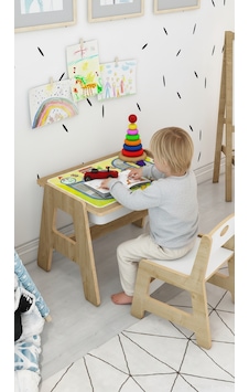 Fida Montessori Çocuk Masa Sandalye Takımı Ahşap Aktivite Masası Fida Montessori Çocuk Masa Sandalye Takımı Ahşap Aktivite Masası