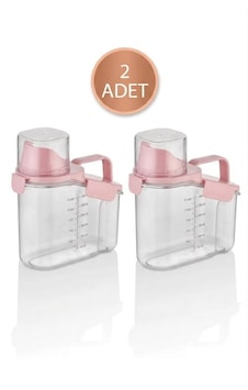 Bakliyat Ve Deterjan 2'li Set Saklama Kabı - 1100 Ml - Pembe