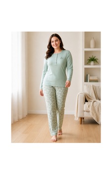 Flz Kadın Kışlık Viskon Pijama Takımı M L Xl Xxl Uzun Kollu Boydan Düğmeli Şık Ev Giyimı B89-100 Mint Flz Kadın Kışlık Viskon Pijama Takımı M L Xl Xxl Uzun Kollu Boydan Düğmeli Şık Ev Giyimı B89-100 Mint