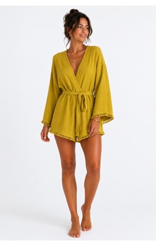 Mulberry Layra Kadın Ekru Müslin Kimono Bornoz Kuşaklı, Püskül Detaylı, Oversize Rahat Kesim Plaj & Ev Giyim Yeşil Mulberry Layra Kadın Ekru Müslin Kimono Bornoz Kuşaklı, Püskül Detaylı, Oversize Rahat Kesim Plaj & Ev Giyim Yeşil