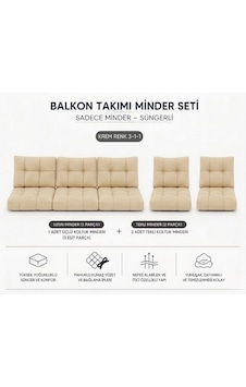 3-1-1 Fermuarlı Balkon Minderi-leke Tutmaz - İçidolu Minder Krem 3-1-1 Fermuarlı Balkon Minderi-leke Tutmaz - İçidolu Minder Krem