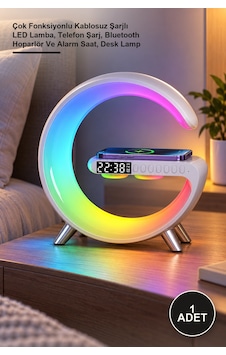 1 Adet Masa Lambası Çok Fonksiyonlu Kablosuz Şarjlı Led Lamba, Telefon Şarj, Bluetooth Hoparlör Ve Alarm Saat, Desk Lamp Saati 1 Adet Masa Lambası Çok Fonksiyonlu Kablosuz Şarjlı Led Lamba, Telefon Şarj, Bluetooth Hoparlör Ve Alarm Saat, Desk Lamp Saati
