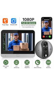 Wifi Akıllı Kapı Kamerası 4.3" Ekran 1080p Hd Görüntülü Kapı Dürbünü Pır Sensörlü Wifi Akıllı Kapı Kamerası 4.3" Ekran 1080p Hd Görüntülü Kapı Dürbünü Pır Sensörlü