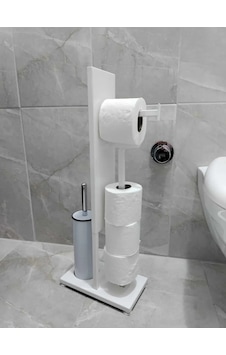 Lilyum Mix Fırçalı Tuvalet Kağıtlık Askılı Stand Beyaz Beyaz