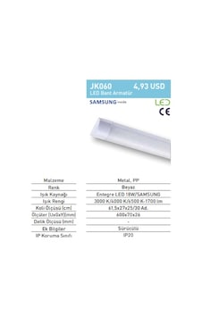 Jupiter Jk60 18w 3000k Sarı Işık Bant Armatür