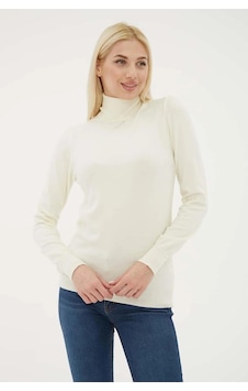 Fashion Frends Baıkçı Yaka Kazak Ekru Fashion Frends Baıkçı Yaka Kazak Ekru
