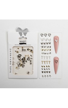 48li Kalp Dizayn Metal Tırnak Süsleme Charm Nail Art Charm Taşları Wn-521